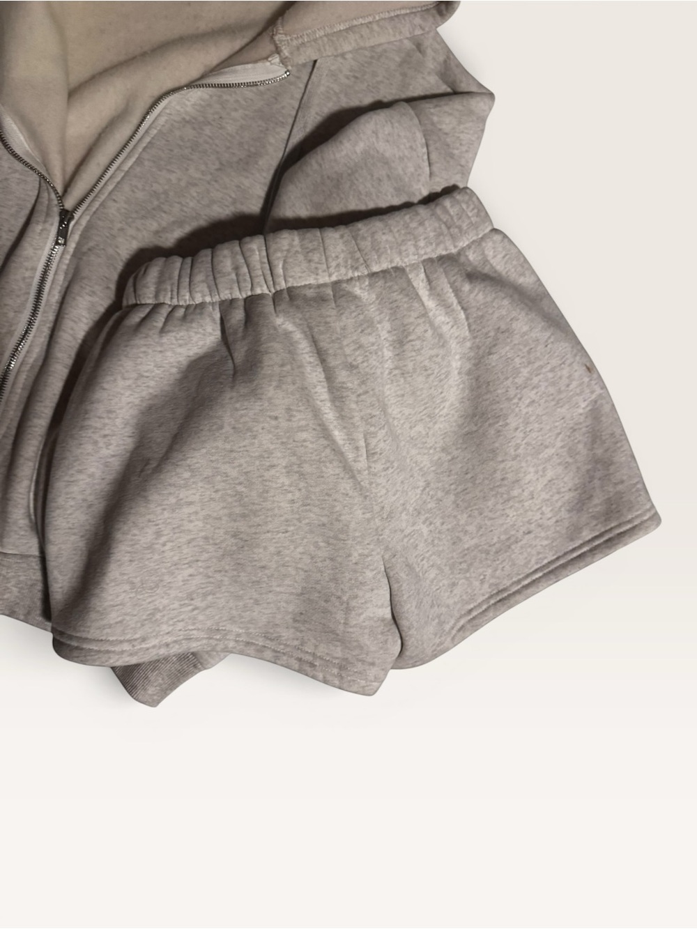 Neutral Beige Hoodie & Shorts Set - Picture 5 of 7